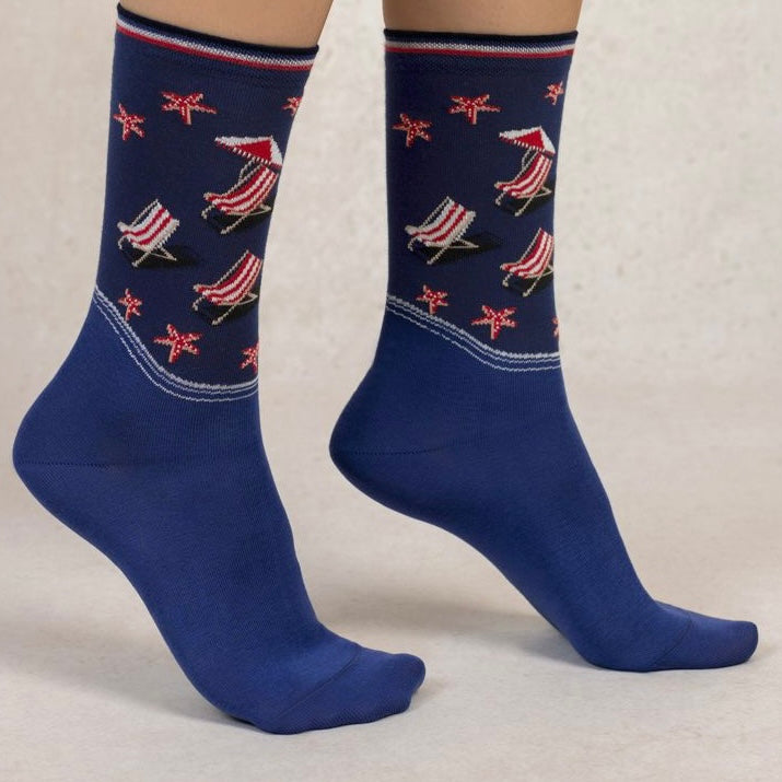 Chaussettes Coton Transats Marine T36/40