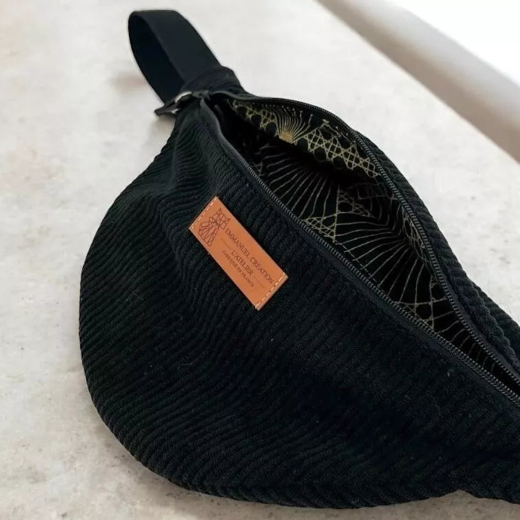 Sac banane - Velours Noir