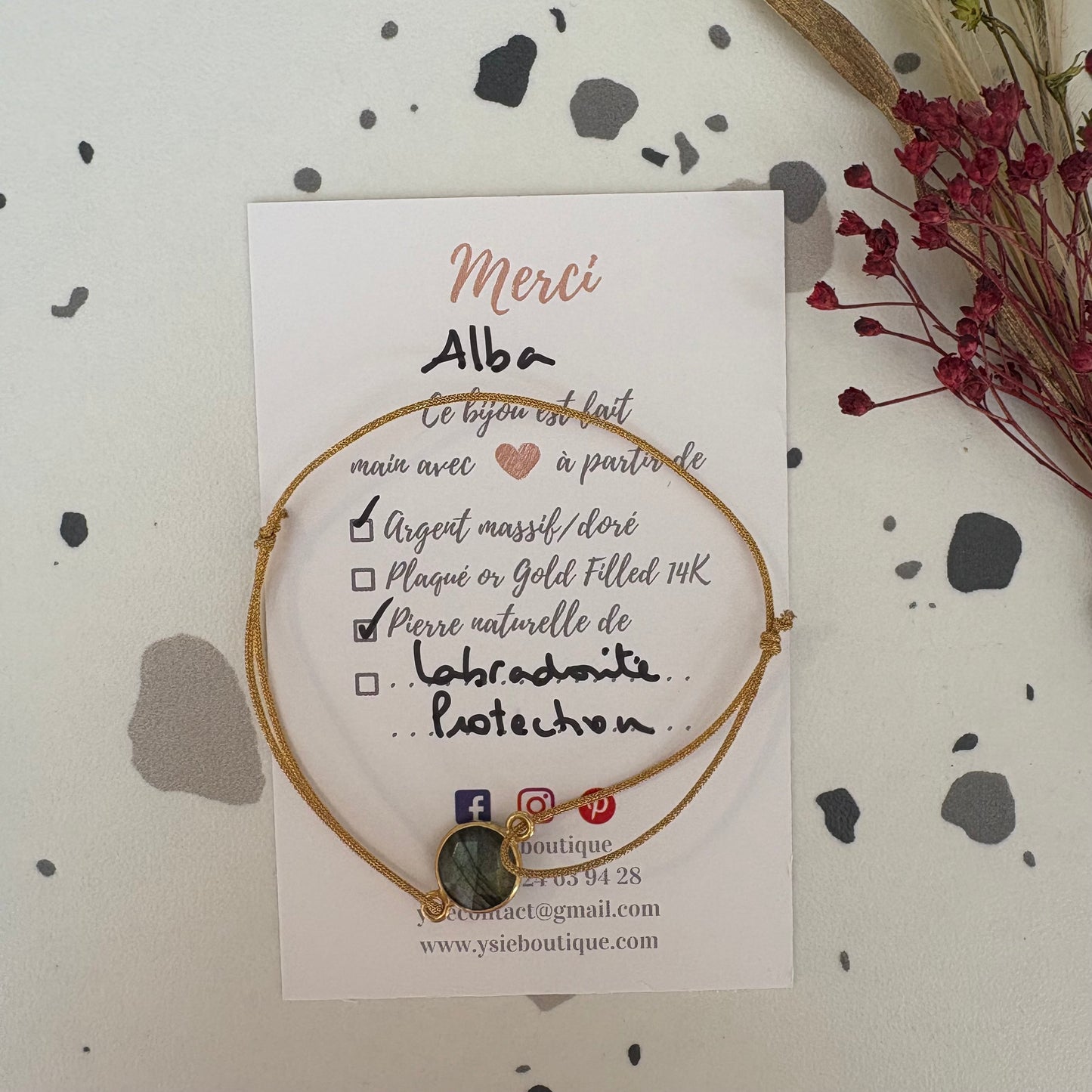 Bracelet Alba doré avec pierres semi-précieuses