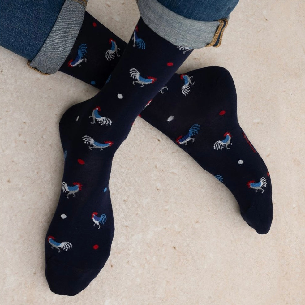 Chaussettes coqs tricolores T39/42 / T43/46