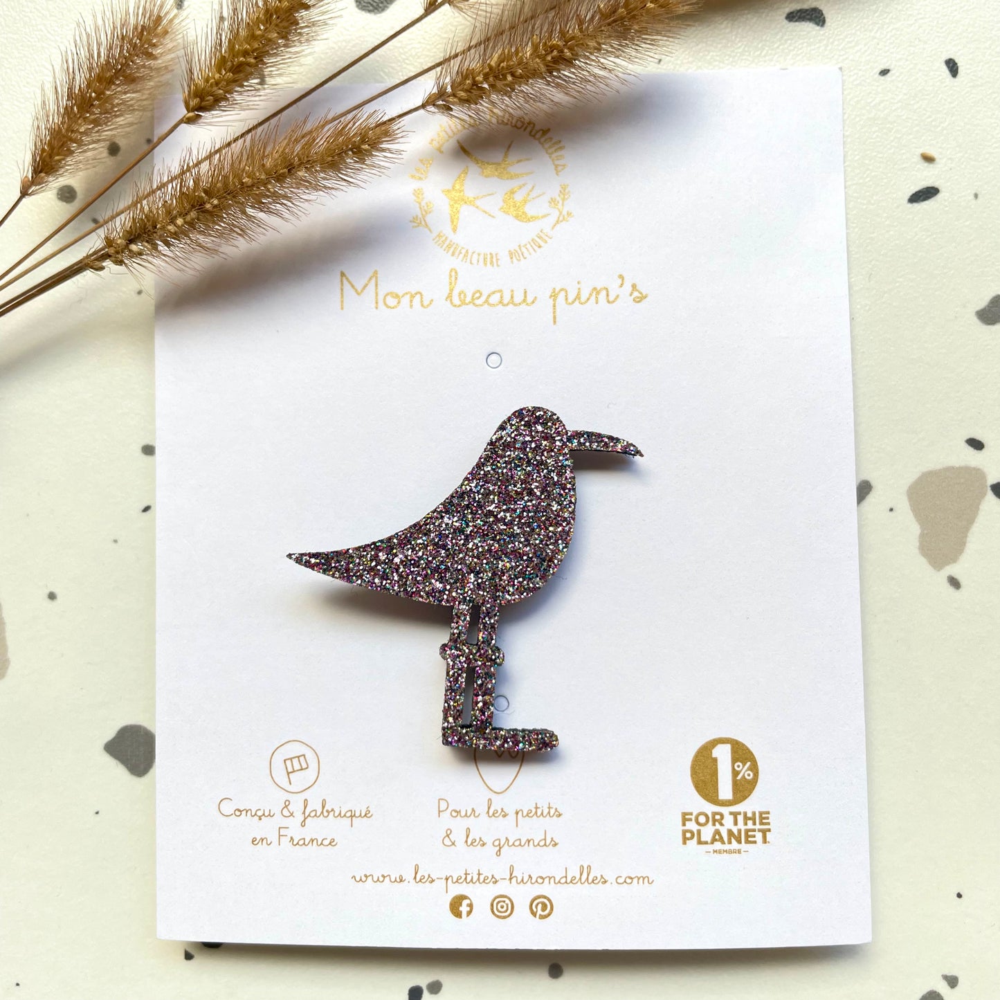 Broche Mouette multicolore