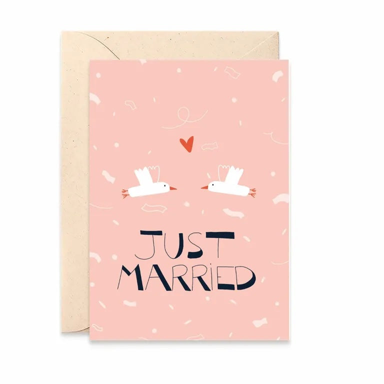 Carte double avec enveloppe - Just married