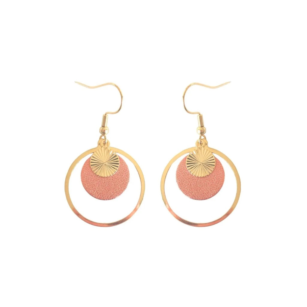 Boucles d’oreilles Gaïa rose métallisé