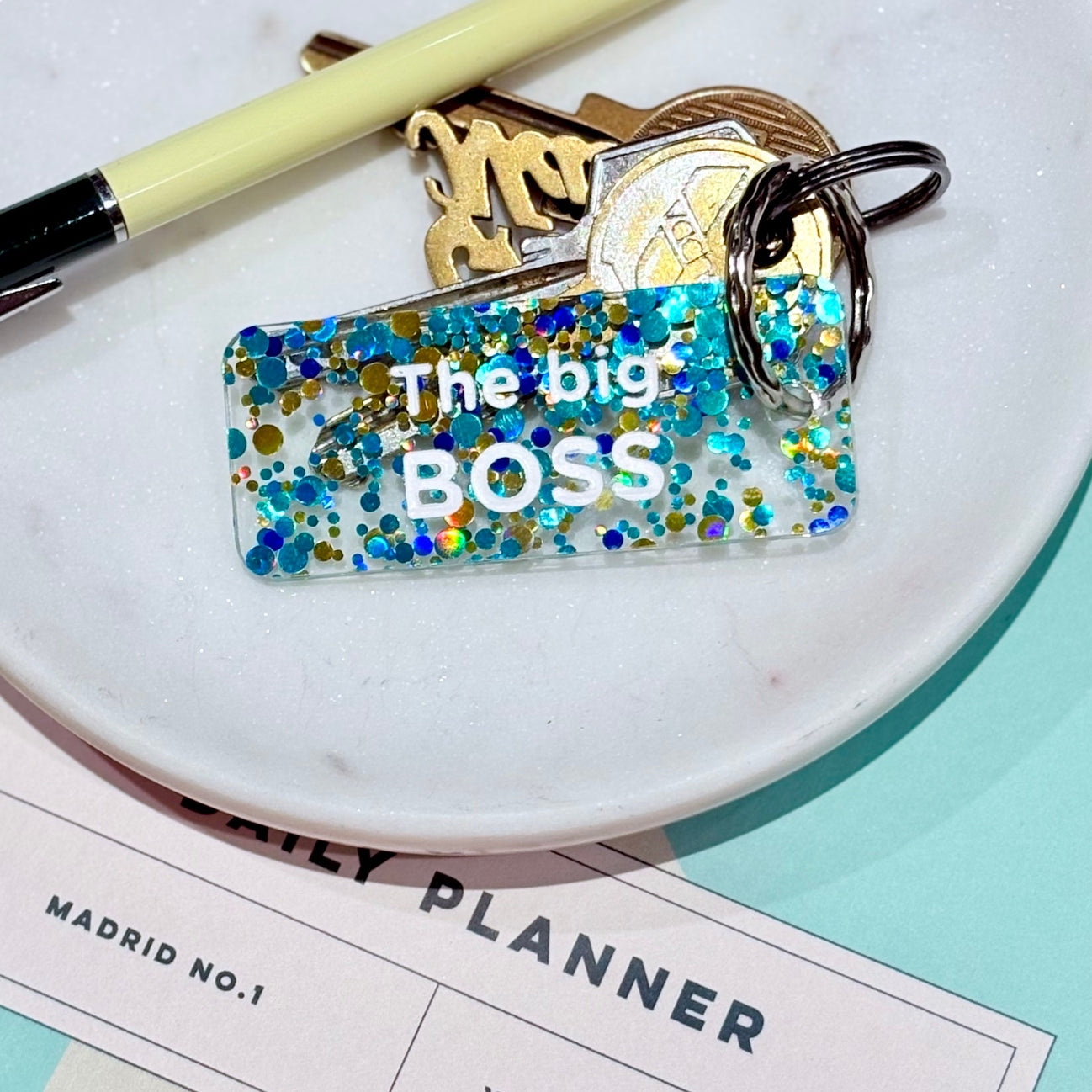Porte-clés The big boss bleu/or/vert