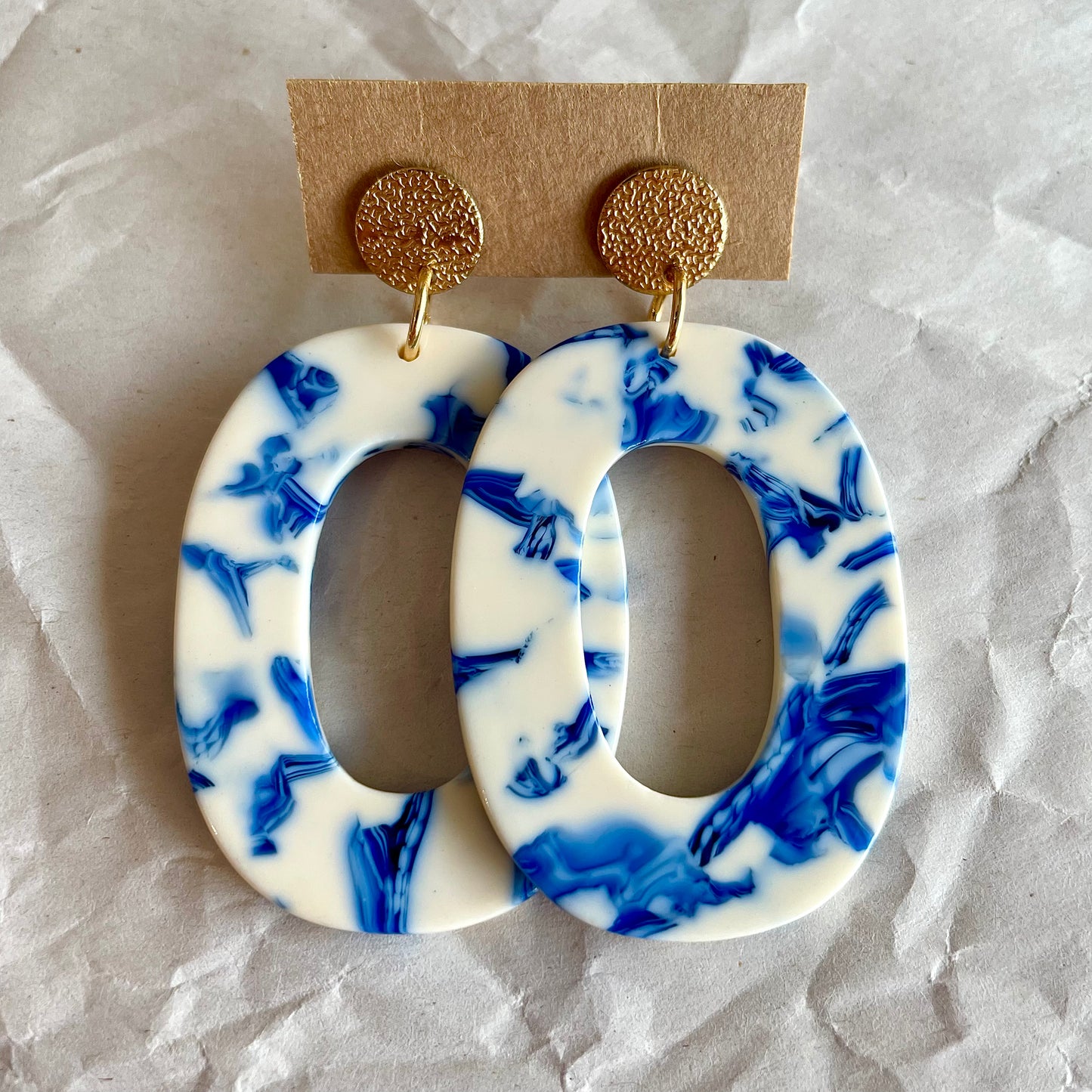 Boucles d’oreilles Alba bleu et blanc