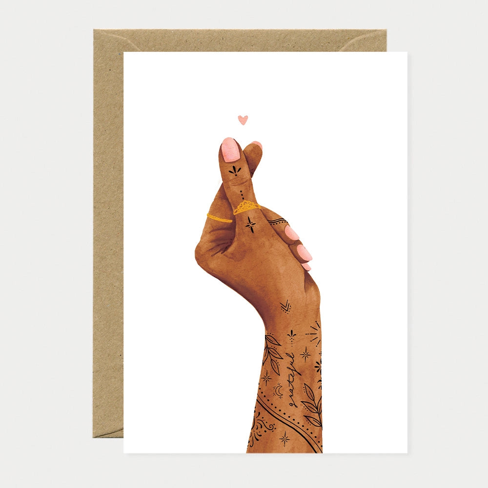 Carte double avec enveloppe - Finger heart