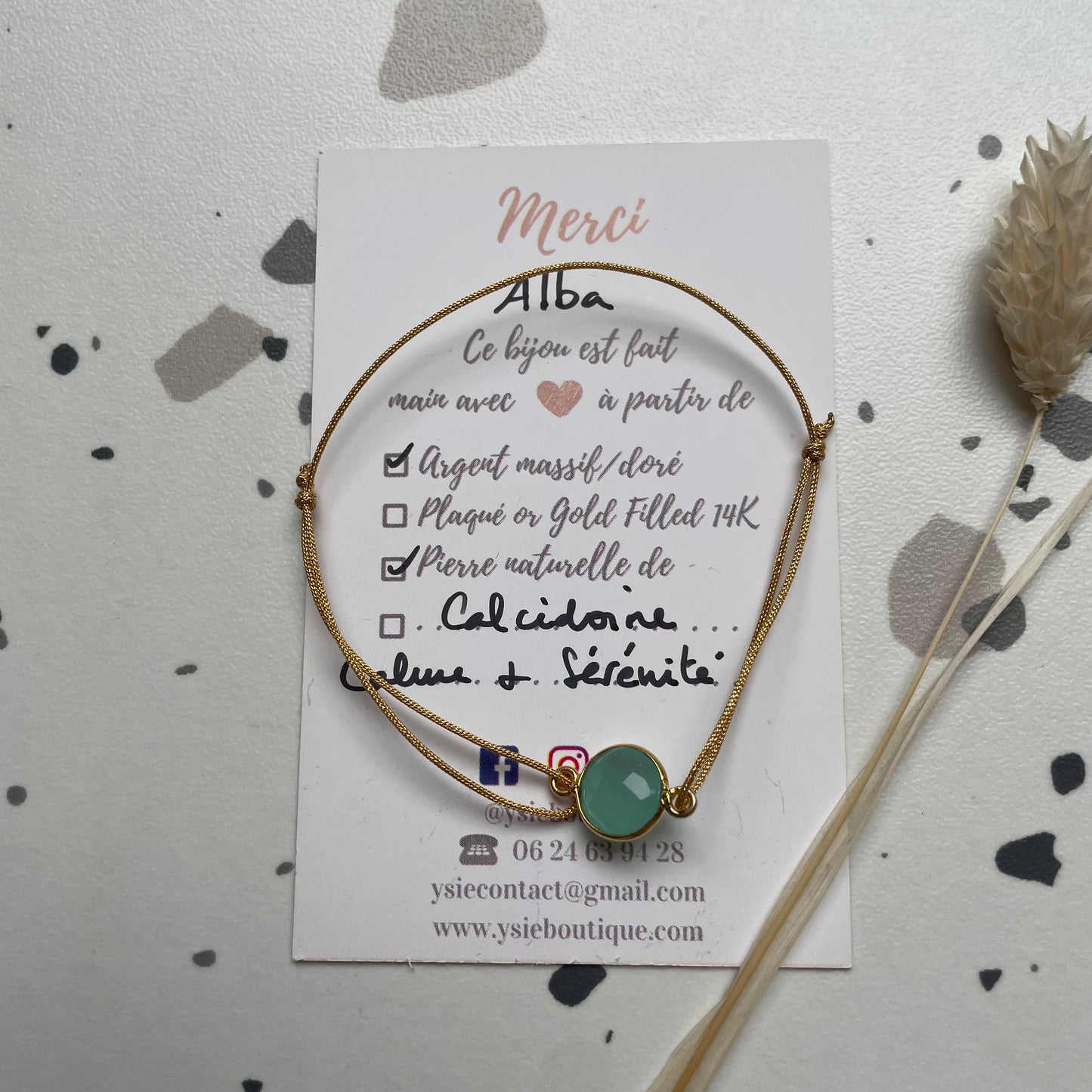 Bracelet Alba doré avec pierres semi-précieuses