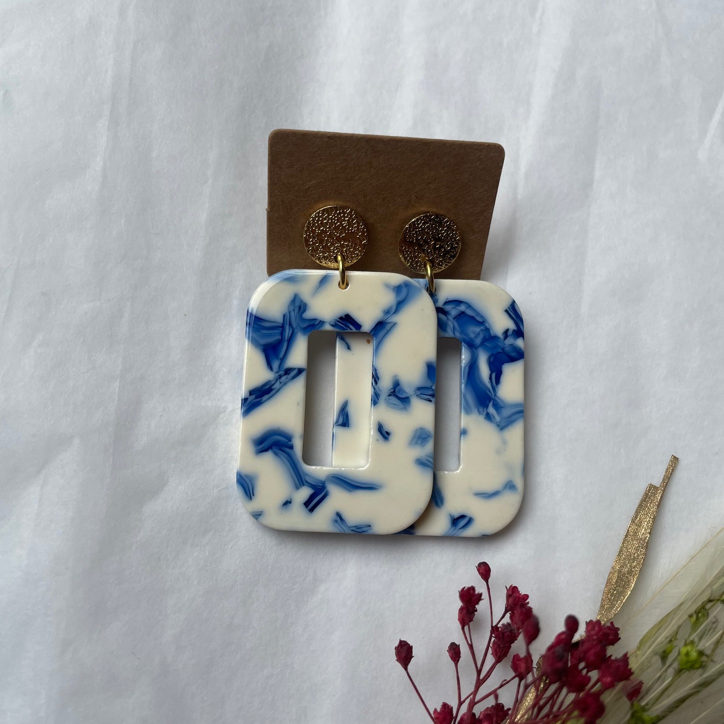 Boucles d’oreilles Carla bleu et blanc
