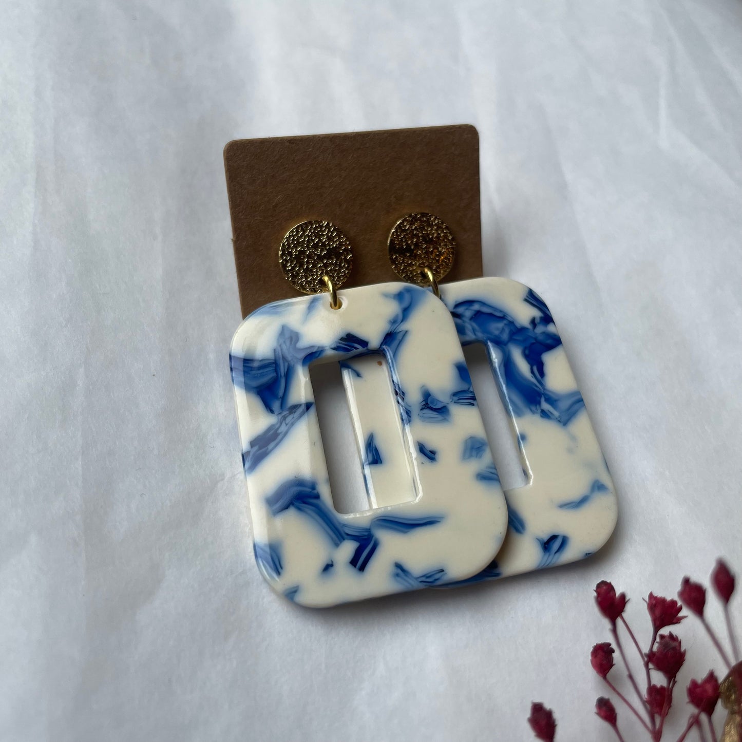 Boucles d’oreilles Carla bleu et blanc
