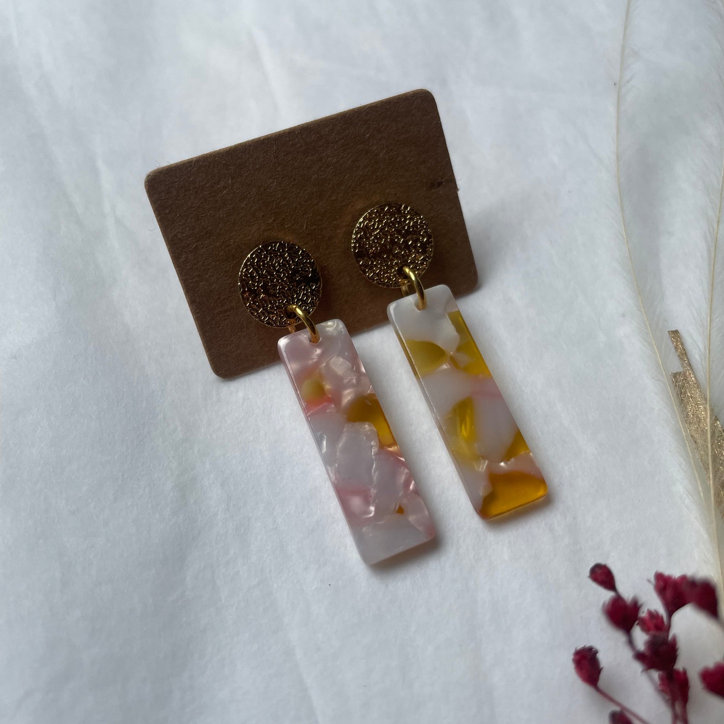 Boucles d’oreilles Charlie roses et jaunes