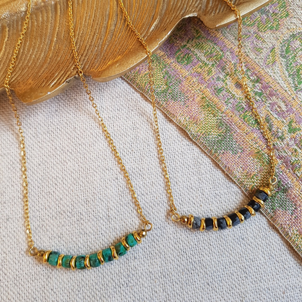 Collier Rani avec pierre semi-précieuse (au choix)