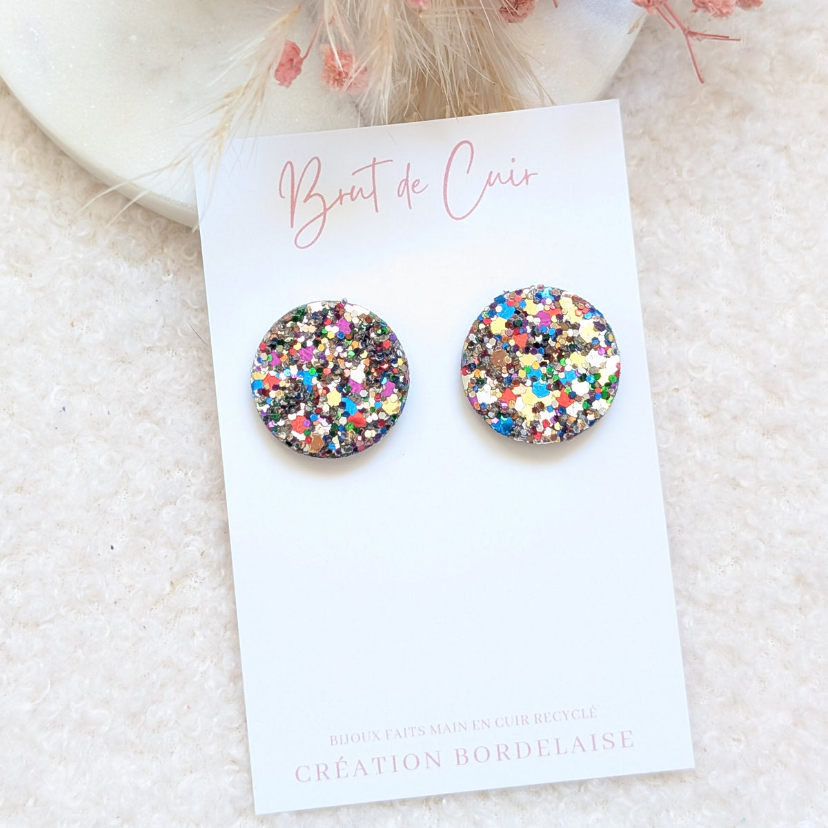 Boucles d'oreilles puces rondes multicolores