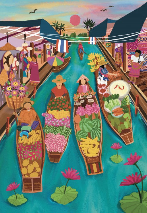 Puzzle Floating market Thailand 1000 pièces