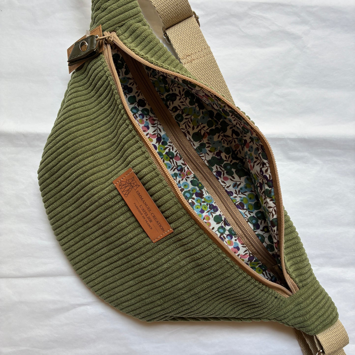 Sac banane - Velours Kaki