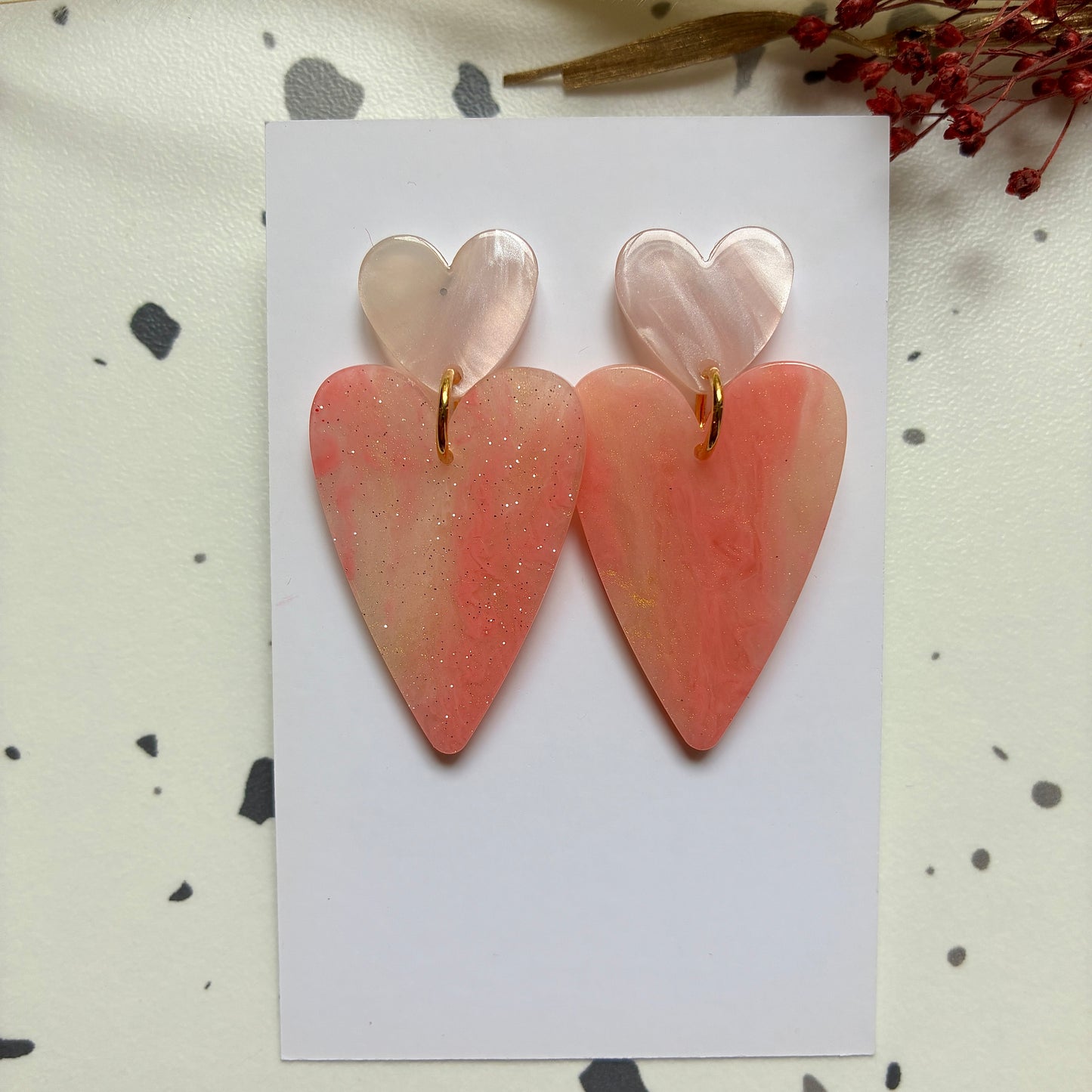 Boucles d’oreilles Céleste rose et paillettes