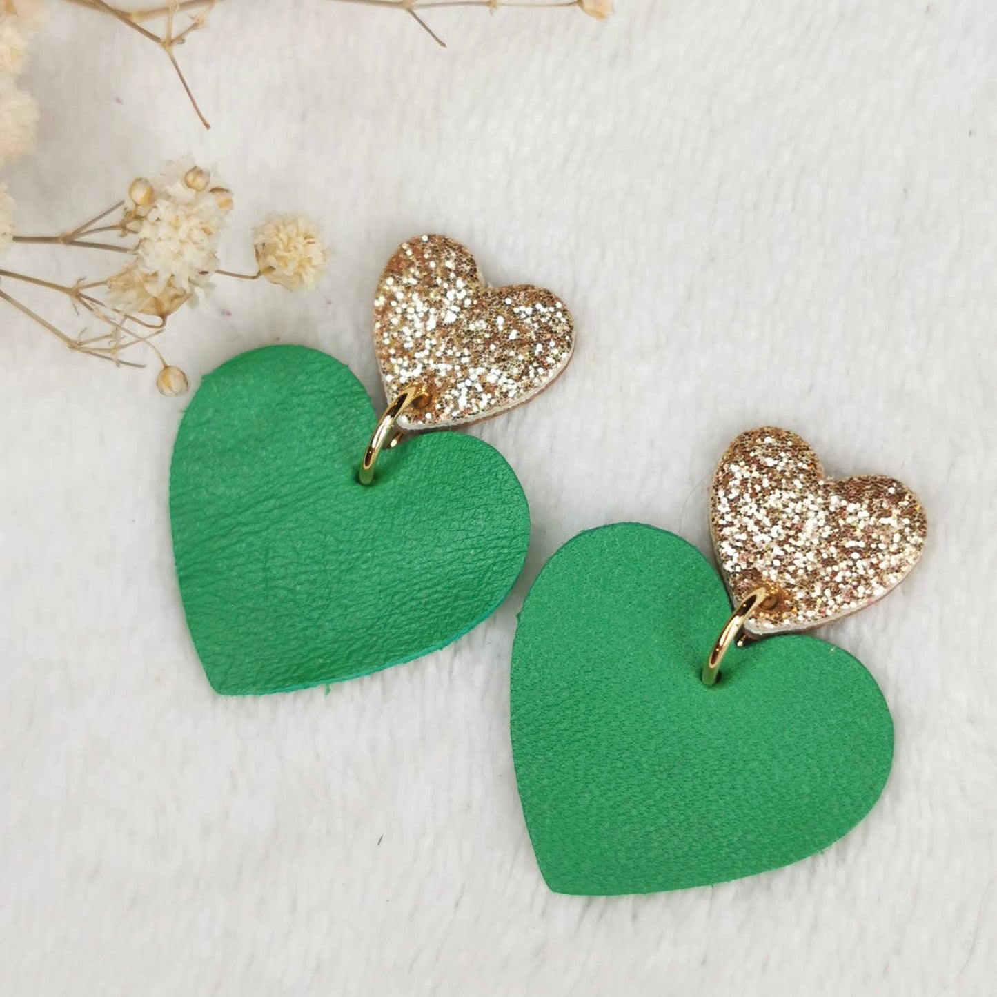 Boucles d'oreilles Belza cuir vert