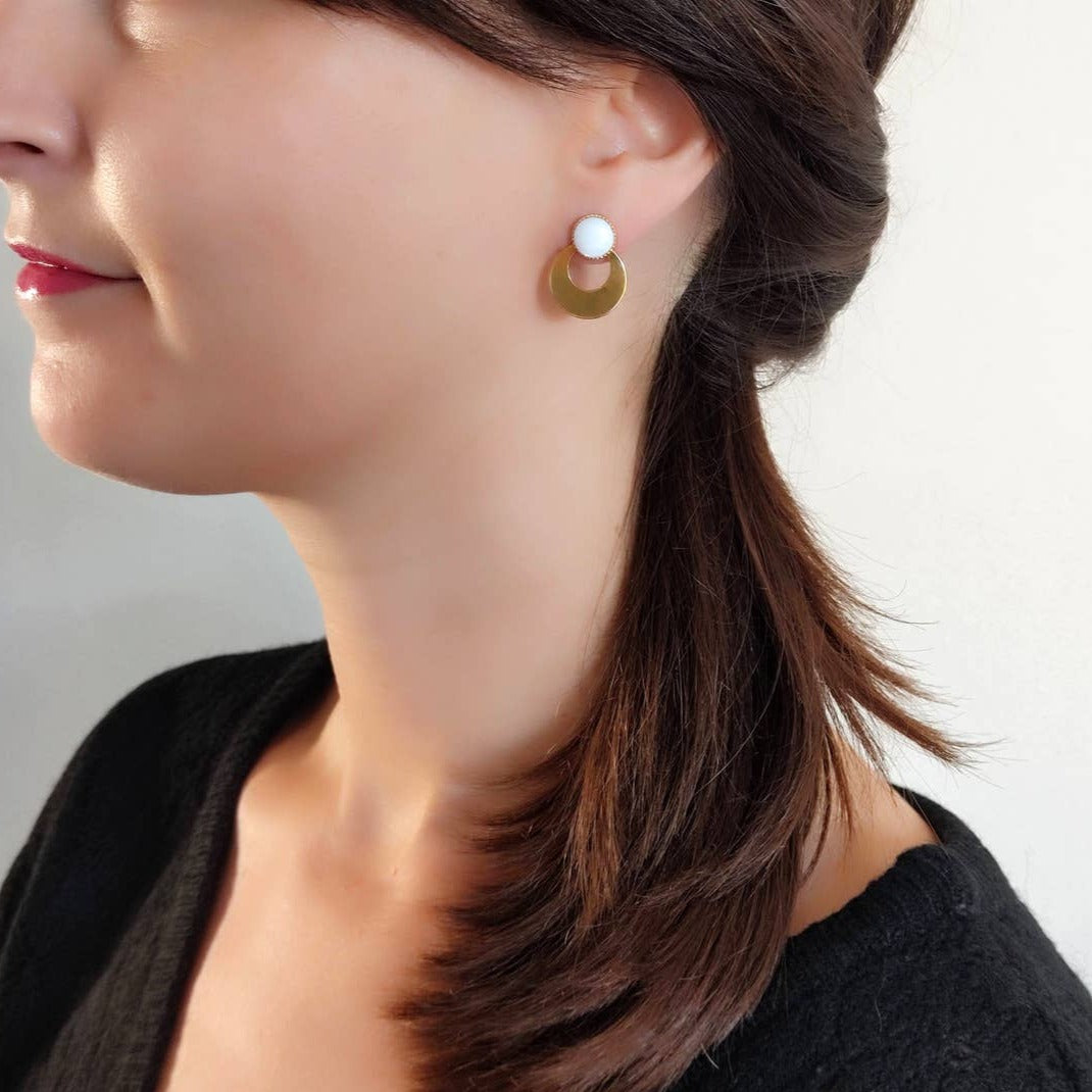 Boucles d’oreilles L’aventurière nacre blanche