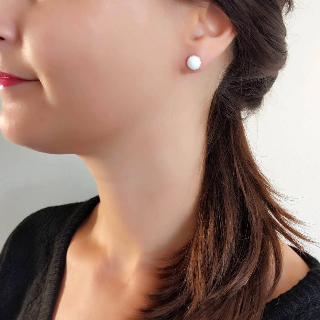 Boucles d’oreilles L’aventurière nacre blanche
