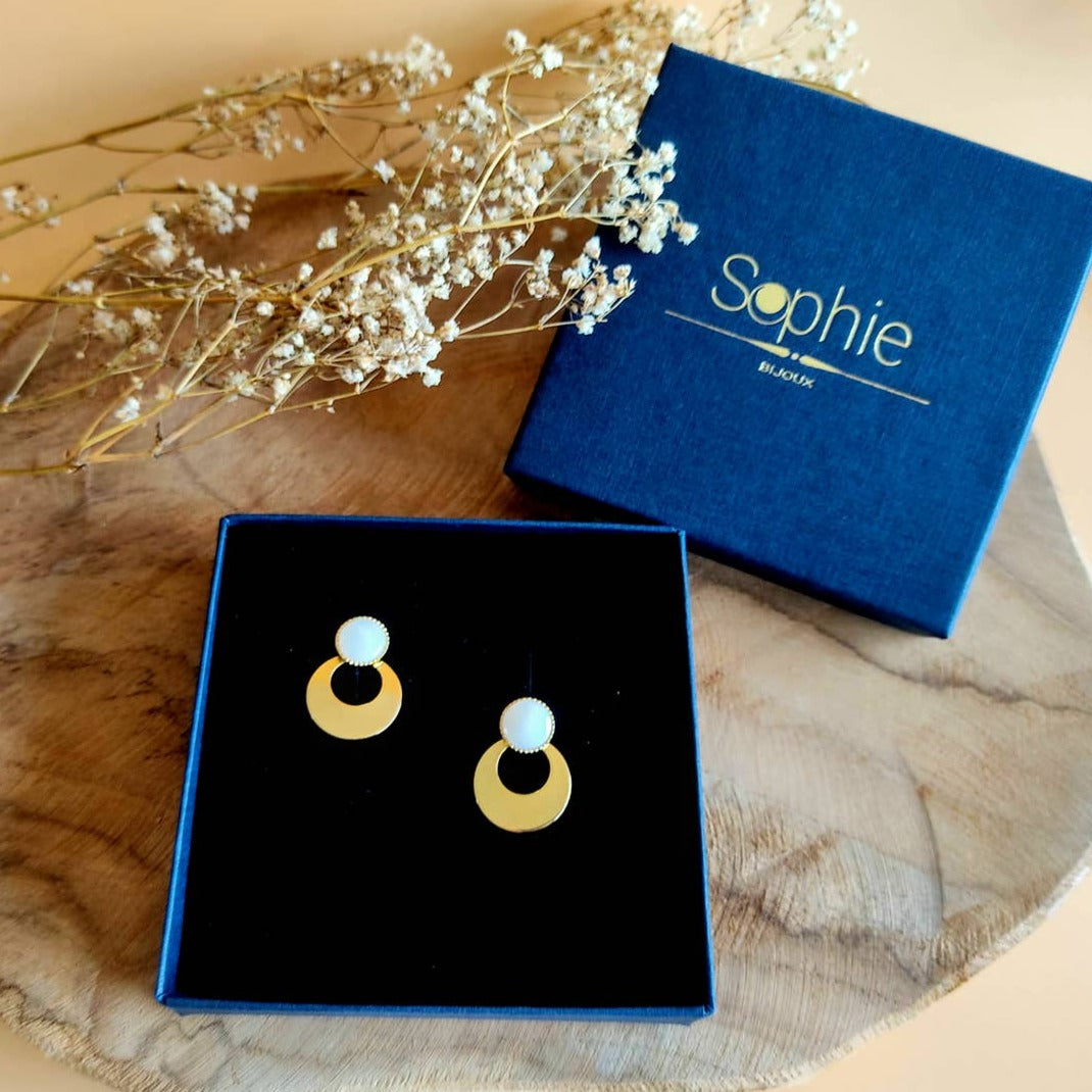 Boucles d’oreilles L’aventurière nacre blanche