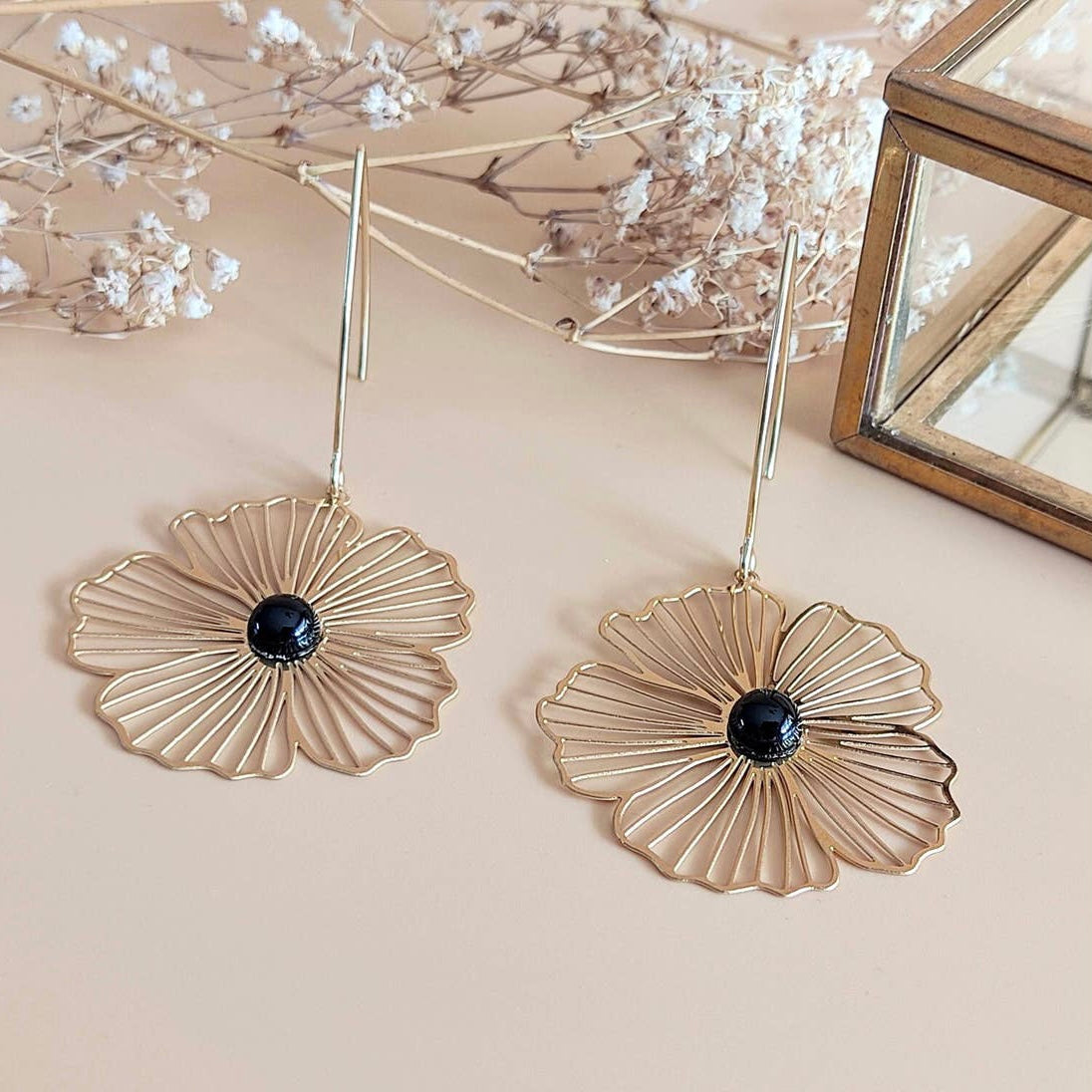 Boucles d’oreilles La naturelle agate noire
