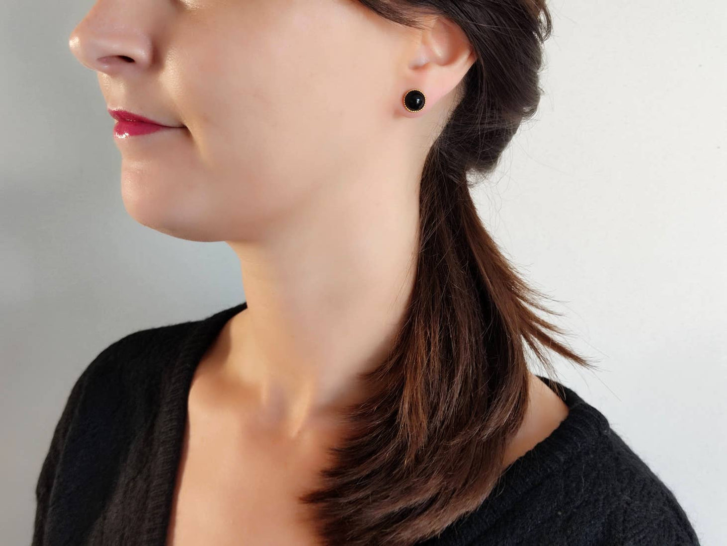 Boucles d’oreilles L’aventurière agate noire