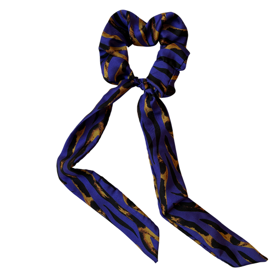 Chouchou ruban zébra bleu violet