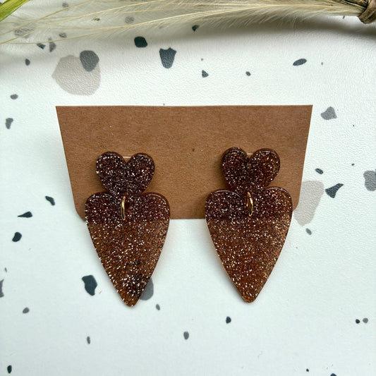 Boucles d’oreilles Céleste bronze pailleté