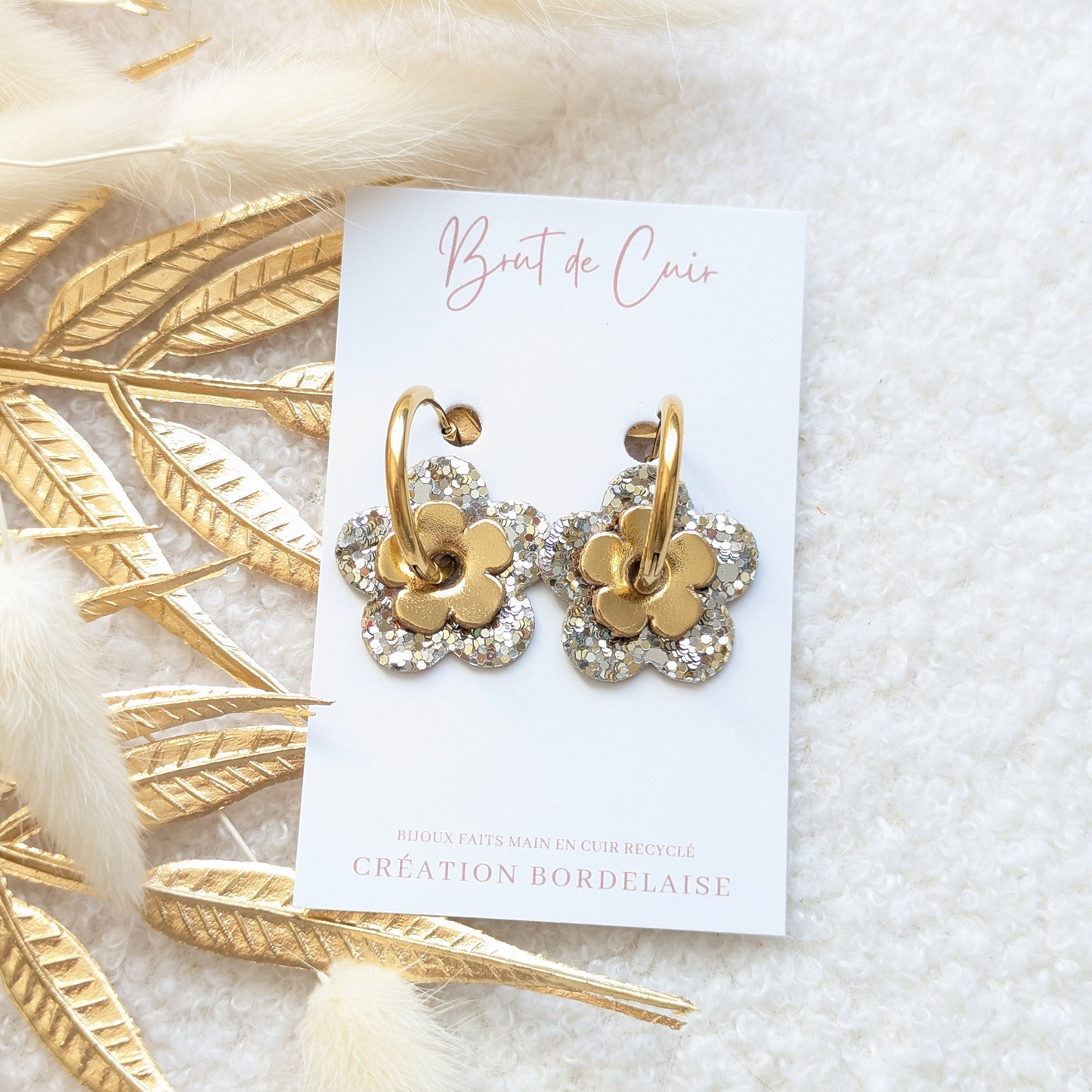 Boucles d'oreilles Flo doré argenté