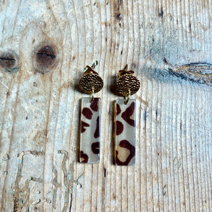 Boucles d’oreilles Charlie léopard marron beige