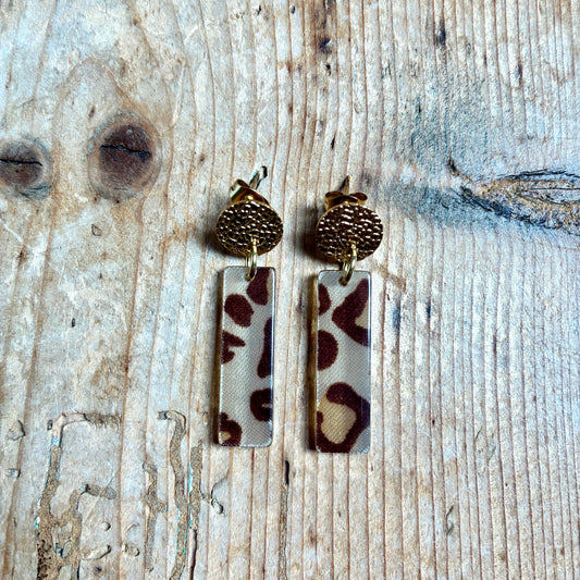 Boucles d’oreilles Charlie léopard marron beige