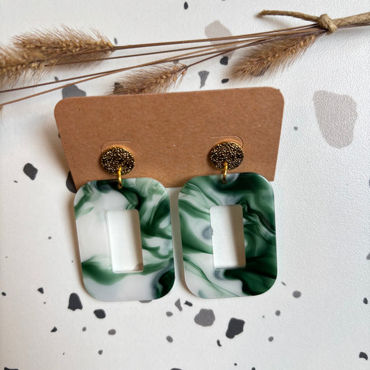 Boucles d’oreilles Carla vert et blanc