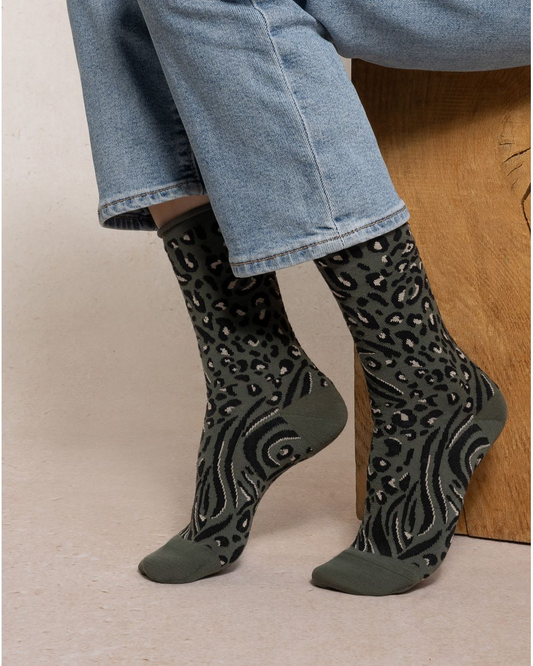 Chaussettes laine fine peau de bête kaki T36/38 / T39/41
