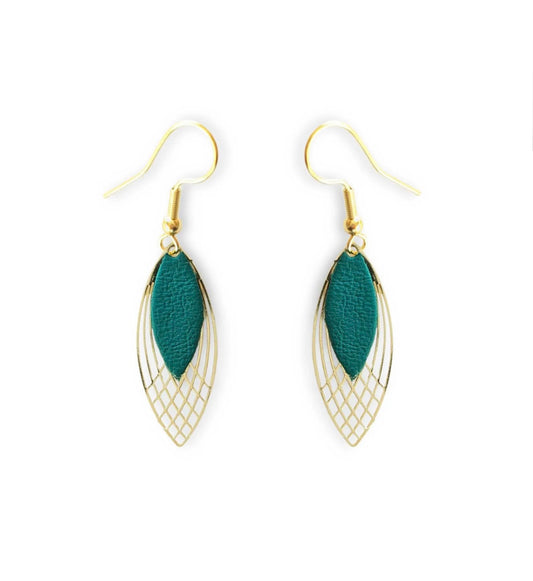 Boucles d’oreilles Rose vert canard