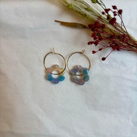 Boucles d’oreilles Flora violet bleu