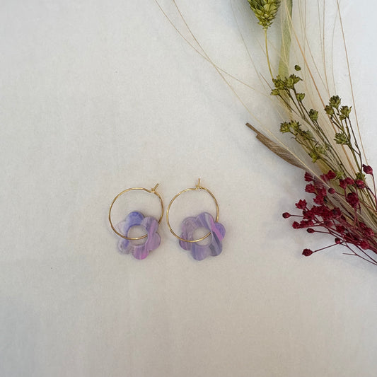 Boucles d’oreilles Flora dégradé violet