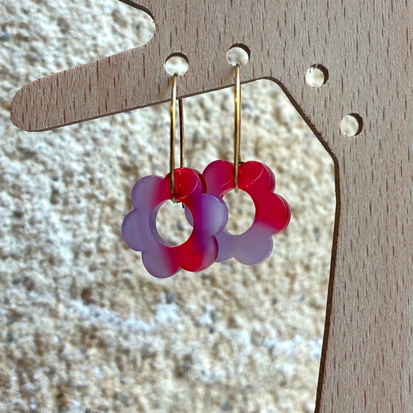 Boucles d’oreilles Flora violet et rouge