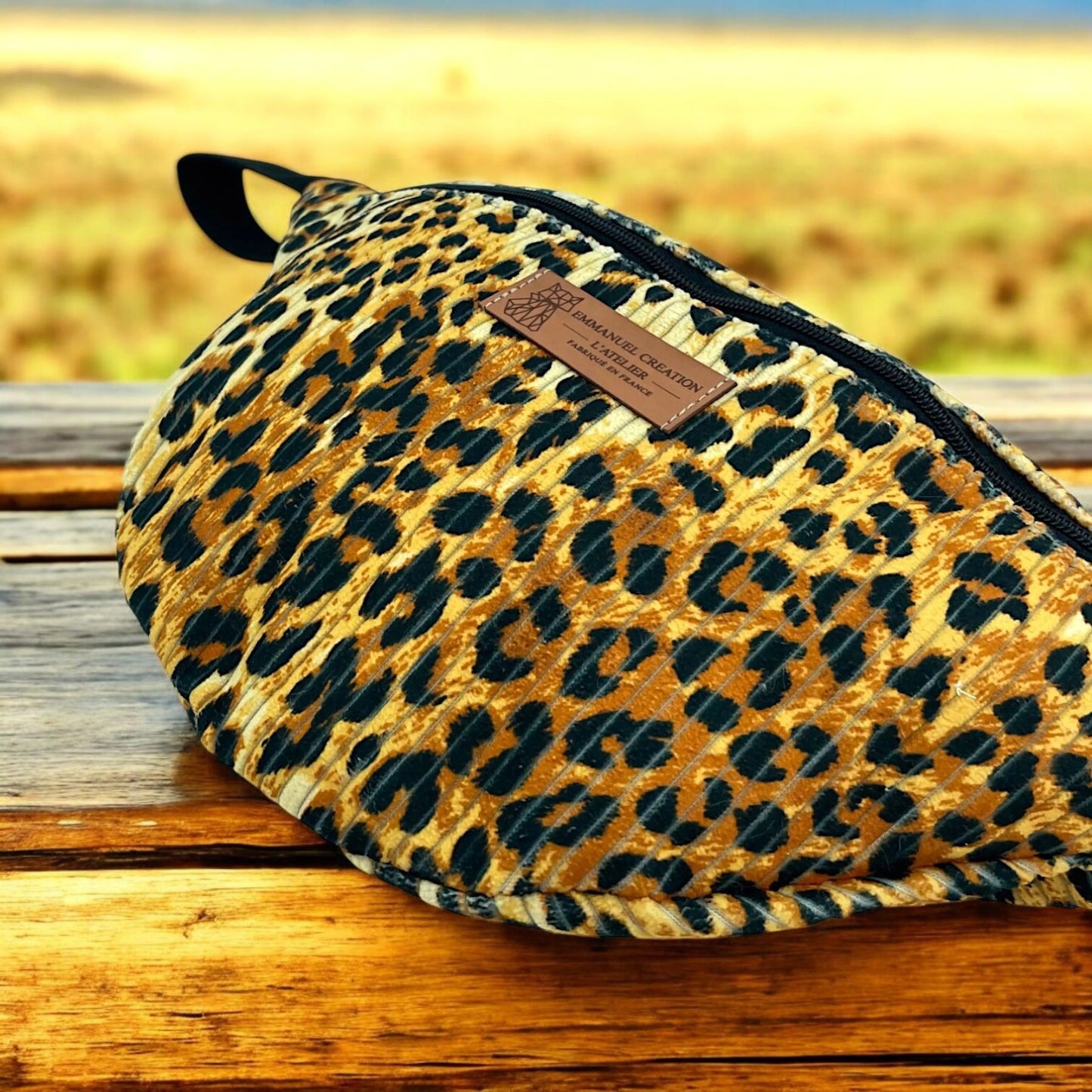 Sac banane - Velours Léopard