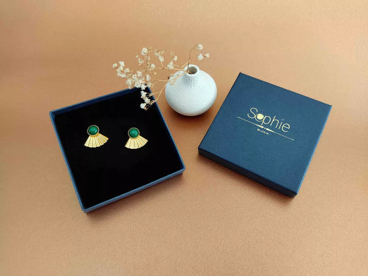 Boucles d’oreilles 3 en 1 La Mystérieuse Agate Verte