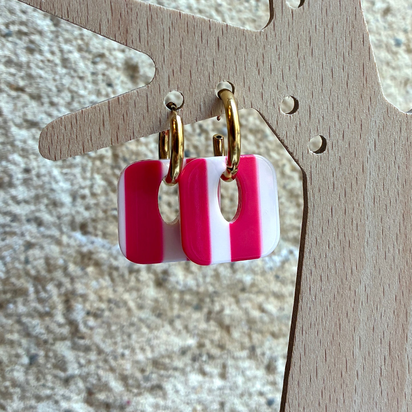 Boucles d’oreilles Candice rose/blanc