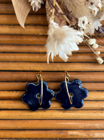 Boucles d'oreilles en céramique Fleur bleu