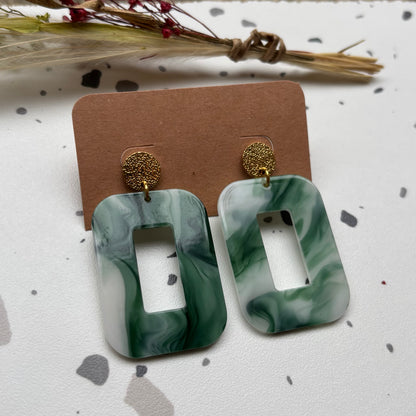 Boucles d’oreilles Carla vertes et blanches