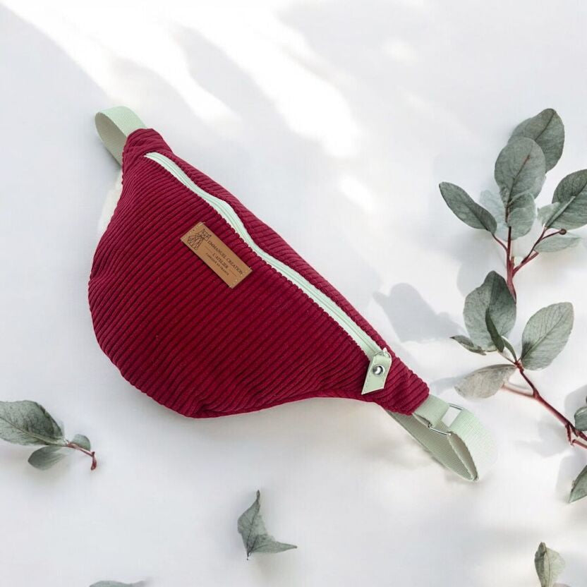 Sac banane - Velours Lie de vin