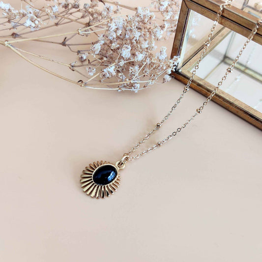 Collier L’Étincelante Agate Noire
