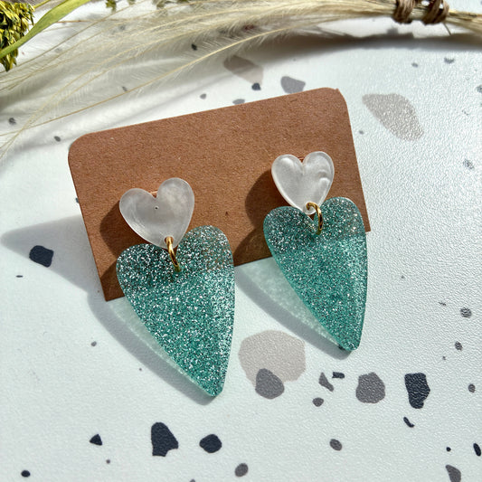 Boucles d’oreilles Céleste menthe pailleté