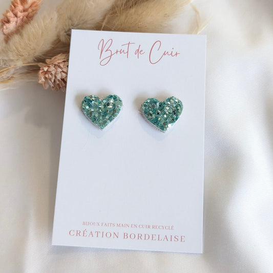 Boucles d'oreilles Puces cœur sirène