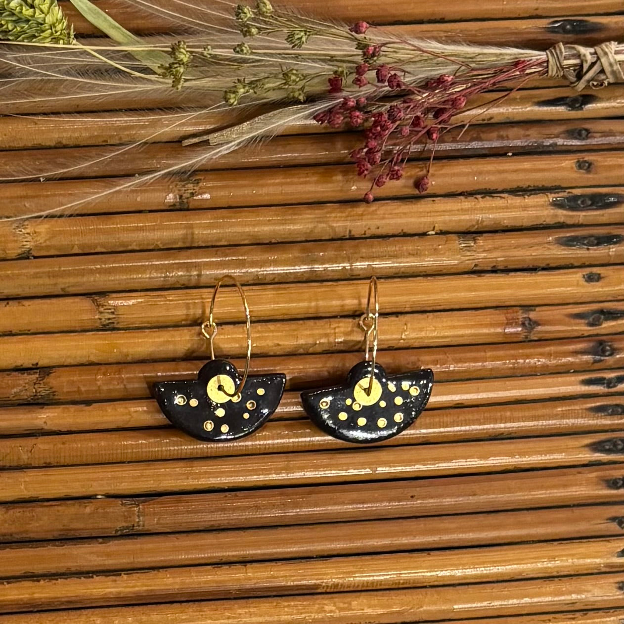 Boucles d'oreilles en céramique bascule noir