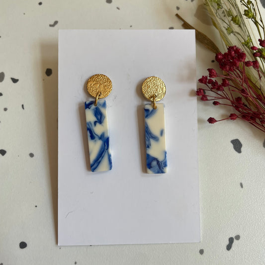 Boucles d’oreilles Charlie bleues et blanches