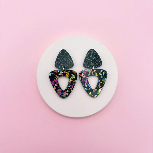Boucles d’oreilles Gisèle noir / terrazzo