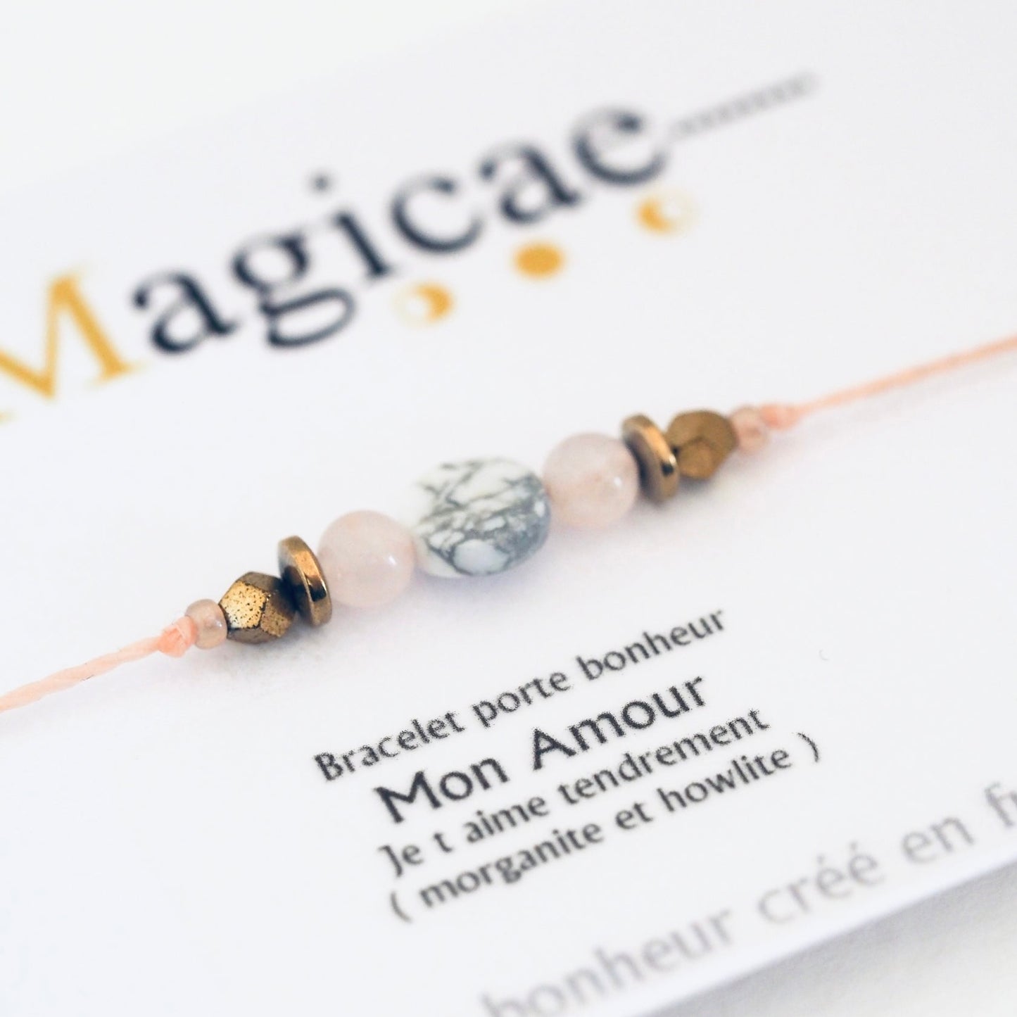 Bracelet pierres semi-précieuses (message au choix)