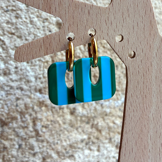 Boucles d’oreilles Candice vert/bleu